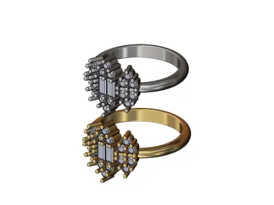 Antique clusters diamond baguette ring Us sizes 7 8 3D print model