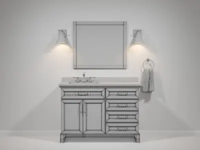 OVE Felix White 48 Brushed nickel 3D model
