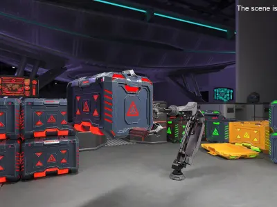 Sci-Fi Robotic Arm with Cargo Container 3D model