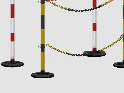 Colorful metal barriers Low-poly 3D model