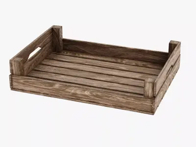 Wooden Box V3 - Open Slatted Storage Crate 3D model