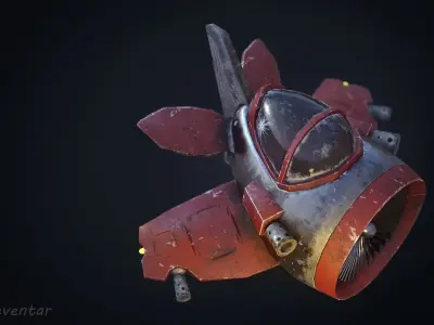 Stylized WAR PLANE for games and animation Low-poly 3D model