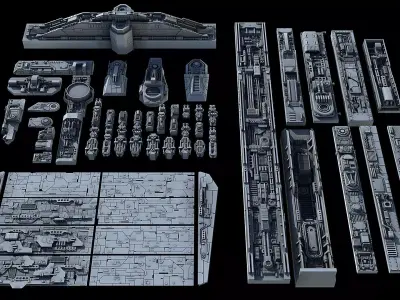Sci-Fi KitBash and Props Pack Part three 3D model
