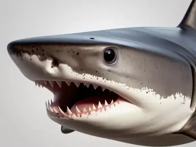 Great White Shark Fierce Predator Open Mouth Sharp Teeth Low-poly 3D model