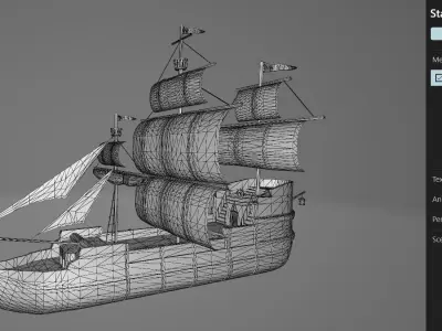 Pirate Ship 12 Low-poly 3D model