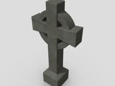 Tombstone Cross Low-poly 3D model