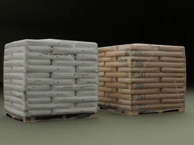 Cement Bags On Pallet Low-poly 3D model