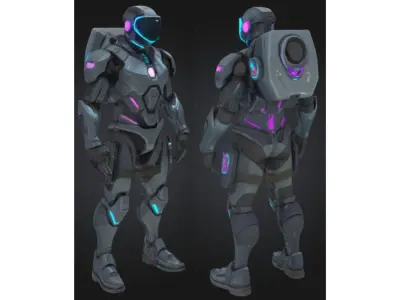 Futuristic Sci Fi Combat Robot Low-poly 3D model