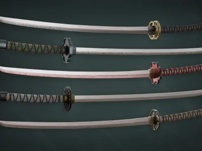 Katana Pack Low-poly 3D model