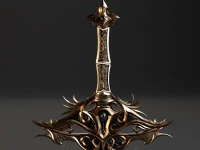 High Paladin Sword  Low-poly 3D model