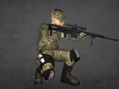 Special services Commando Force Model Game Ready Low-poly 3D model