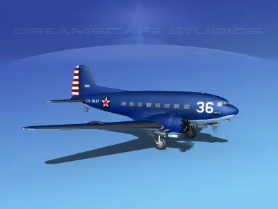 Douglas R-4D Dakota US Navy V1 3D model