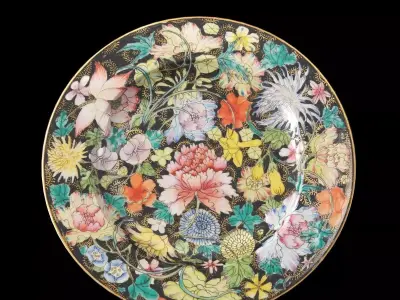 Chinese Guangxu Millefleur Plate Low-poly 3D model