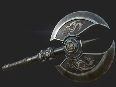 Medieval Axe 3D model 2
