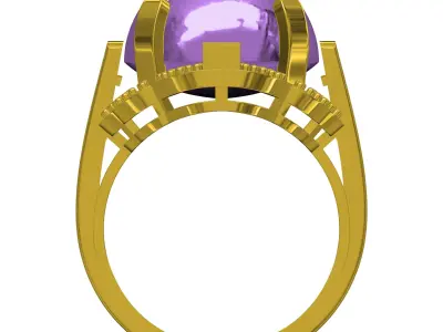 Antique Cabochon Stone Art Deco Engagement Ring 3D print model
