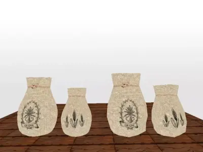 flour sack high and low poly textured Low-poly 3D model