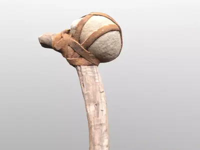 Real Primitive Axe Stone  Low-poly 3D model
