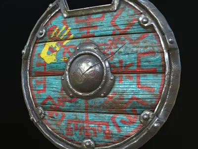  viking shield 4 texture set Low-poly 3D model