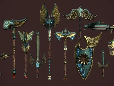 Dark rune weapon Low-poly 3D model