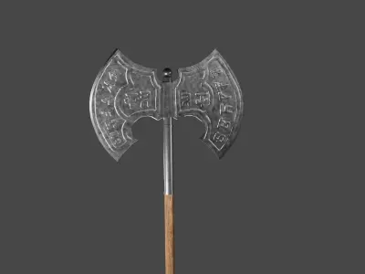 Poleaxe with slavic runes Low-poly 3D model
