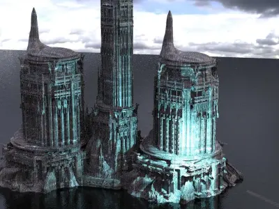 Pillars of the Giant two towers 3D model