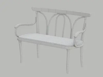 Wooden worn Antique Bench Low-poly 3D model