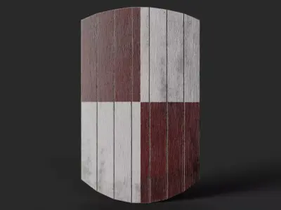 Slavic square wooden shield-painted  checker symbol Low-poly 3D model