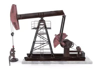 Oil Pumpjack Animated Weathered 2 Low-poly 3D model