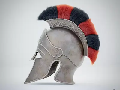 Greek warrior helmet Low-poly 3D model