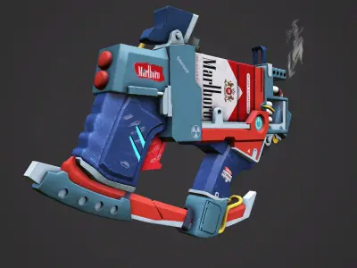 Stylized Marlboro gun for game ready  Low-poly 3D model