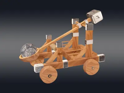 Medieval Catapult 3D model 6