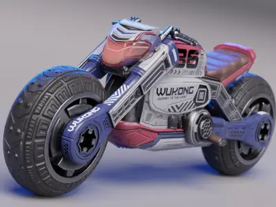 Lowpoly Cyberpunk Motorcycle - Sun Wukong Bike Low-poly 3D model