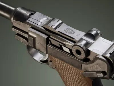 DWM Luger P08 9mm - Game and VFX-Ready Mid-Poly Low-poly 3D model