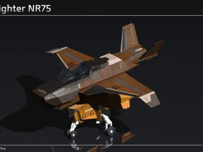 Scifi Fighter NR75 Low-poly 3D model