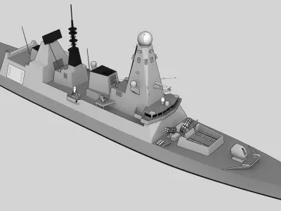 DDG Type 45 Daring class Low-poly 3D model