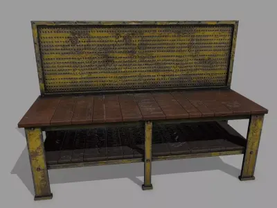 workbench bench made of wood and metal Low-poly 3D model purchase