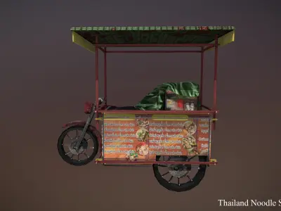 thailand noodle shop low poly Low-poly 3D model
