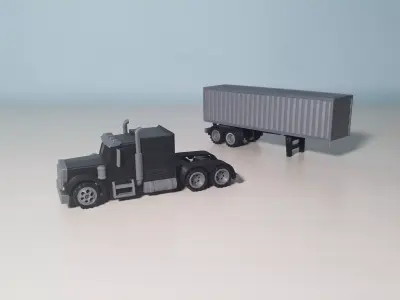 RC Semi Truck with Trailer 1-87 Scale 3D print model