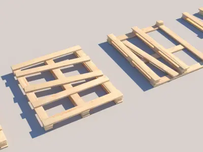Pallet Collection 1 set of wooden pieces 3D model