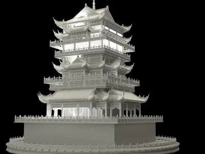 Chinese ancient tower  3D model buy