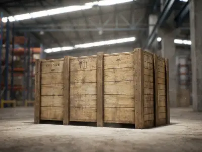 Large wooden box Low-poly 3D model