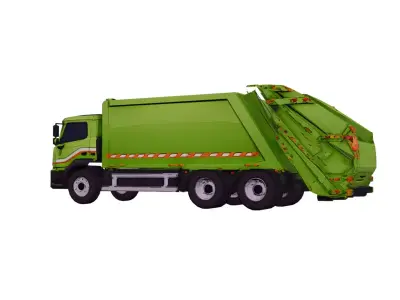 Low Poly Generic Garbage Truck Vehicle PBR Texture Low-poly 3D model