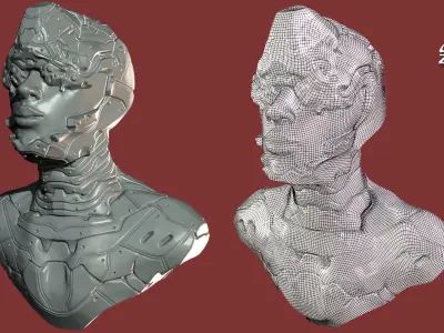 Female Sci-Fi Bust BaseMesh WIth UVs - Ztool 3D model