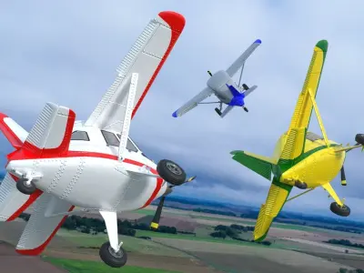 Rigged low poly cartoon airplane Low-poly 3D model