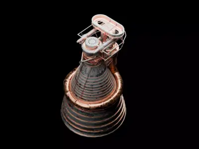 Saturn V F-1 Rocket Engine Cluster - Apollo Launch Booster 3D model