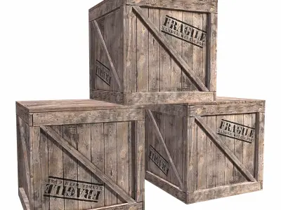 Wooden Box Low Poly Low-poly 3D model