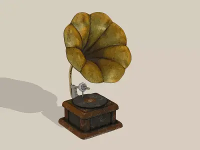 Vintage Phonograph Low-poly 3D model