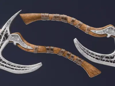  Viking Bearded Axe Game Ready Asset Low-poly 3D model