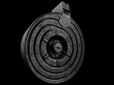 AK Drum Magazine 75 Round Kalashnikov Assault Rifle Game Ready Low-poly 3D model