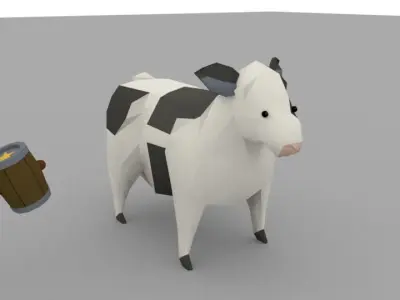 Low poly animals goose and hammer Low-poly 3D model